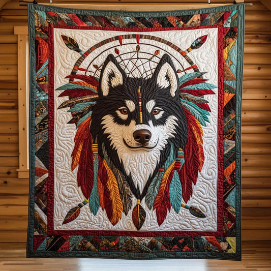 Tribal Husky Quilt Blanket