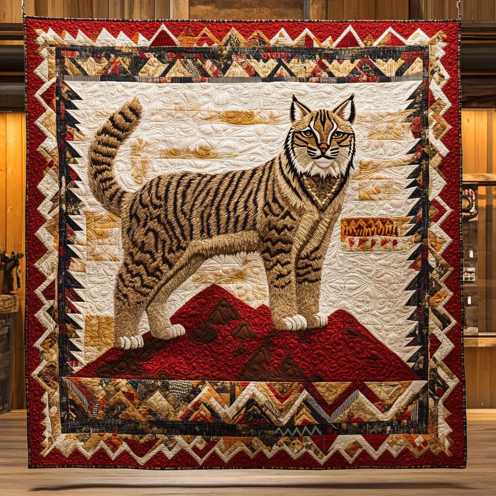 Tribal Lynx Quilt Blanket