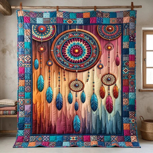 Tribal Mandala Quilt Blanket - Quilted Blanket by OtterMia