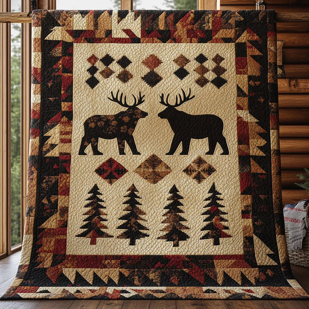 Tribal Moose Quilt Blanket