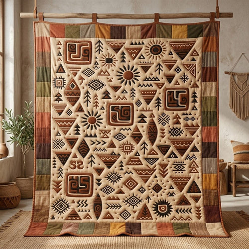 Tribal Pattern Quilt Blanket - Quilted Blanket by OtterMia