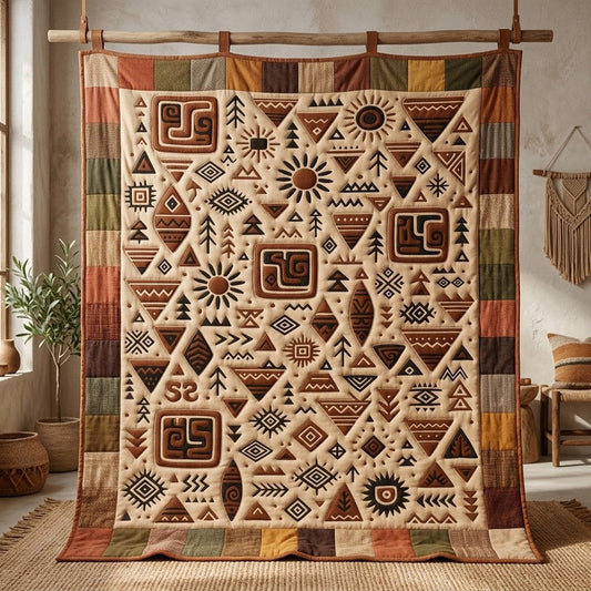 Tribal Pattern Quilt Blanket - Quilted Blanket by OtterMia