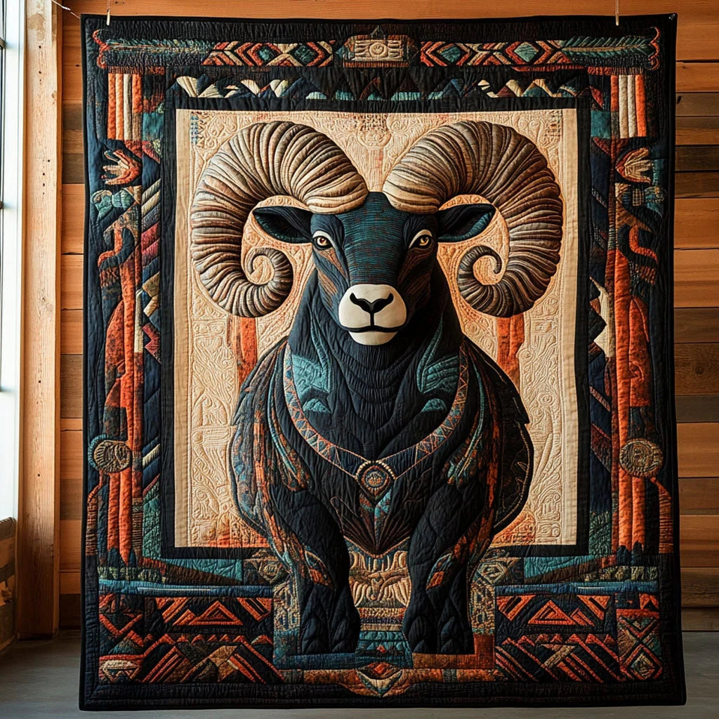 Tribal Ram Quilt Blanket