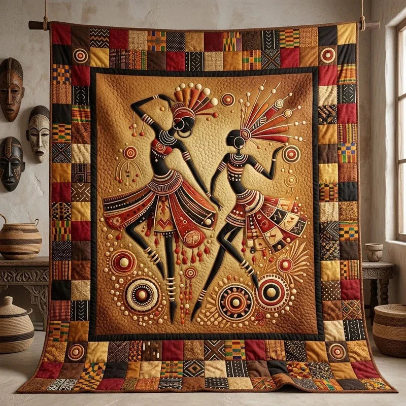Tribal Rhythm Quilt Blanket - Quilted Blanket by OtterMia