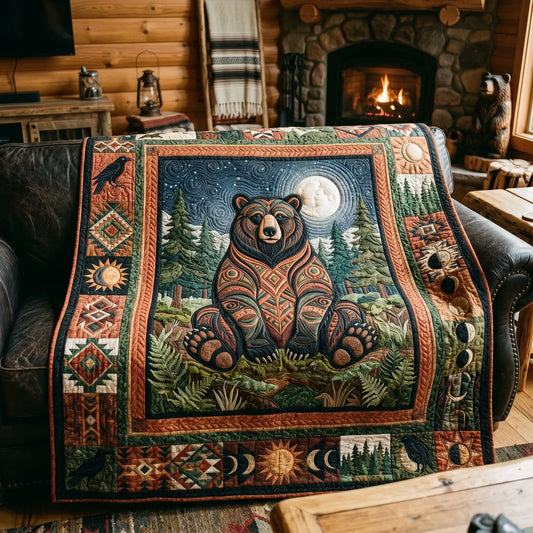 Tribal Spirit Bear Quilt Blanket