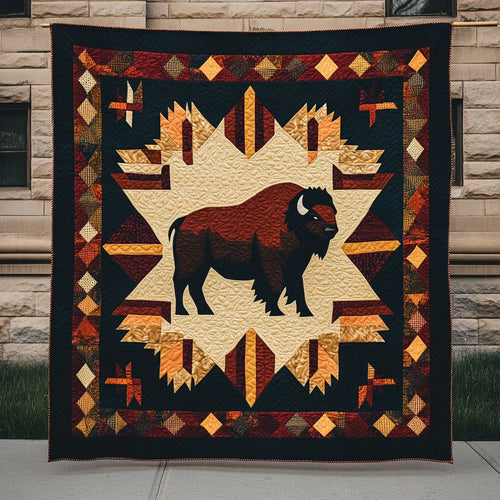 Tribal Strength Bison Quilt Blanket
