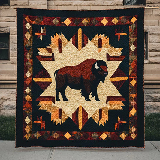 Tribal Strength Bison Quilt Blanket