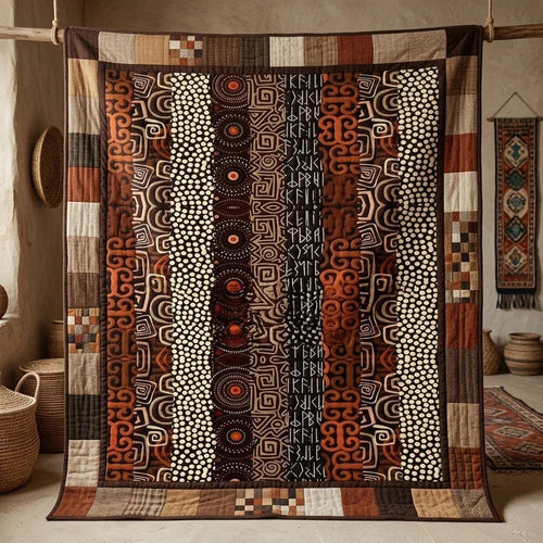 Tribal Stripes Quilt Blanket - Quilted Blanket by OtterMia
