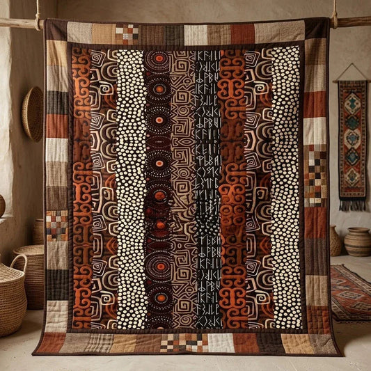 Tribal Stripes Quilt Blanket - Quilted Blanket by OtterMia