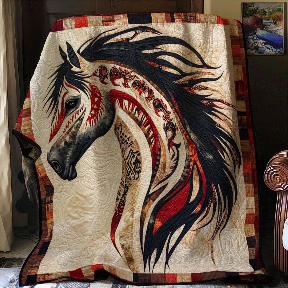 Tribal Wind Horse Quilt Blanket