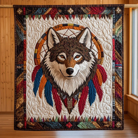 Tribal Wolf Quilt Blanket