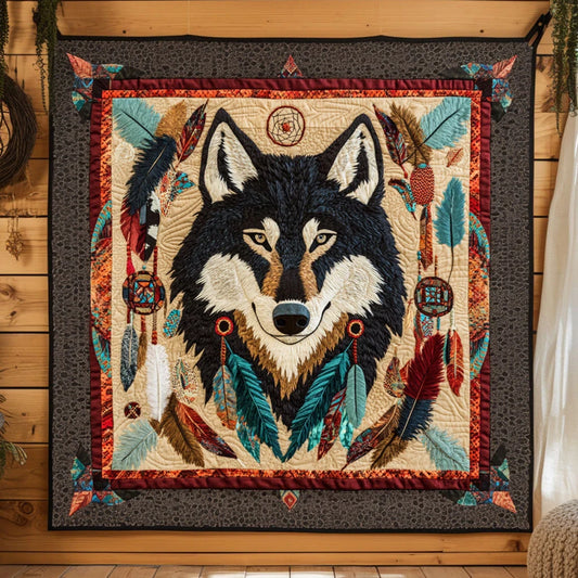 Tribe Spirit Wolf Quilt Blanket