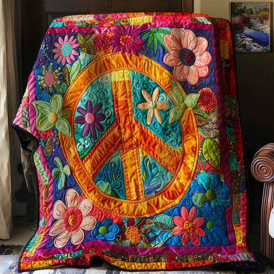 Trippy Hippie Sign Quilt Blanket
