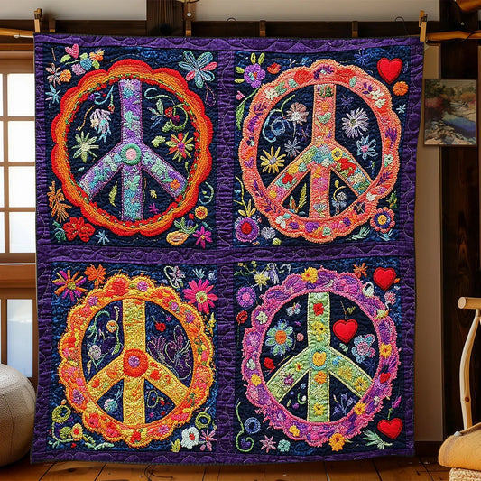 Trippy Hippie Sign Quilt Blanket