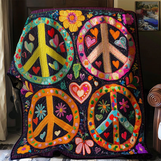Trippy Hippie Sign Quilt Blanket