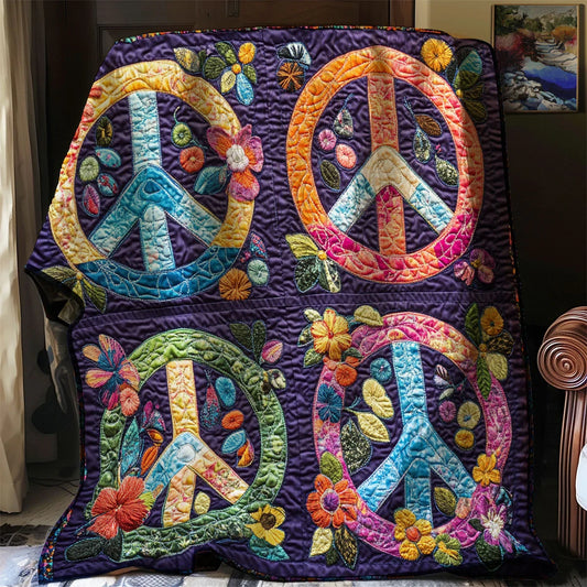 Trippy Hippie Sign Quilt Blanket