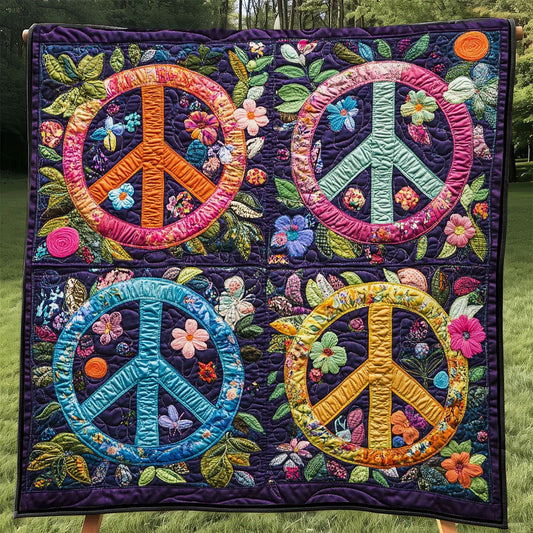 Trippy Hippie Sign Quilt Blanket