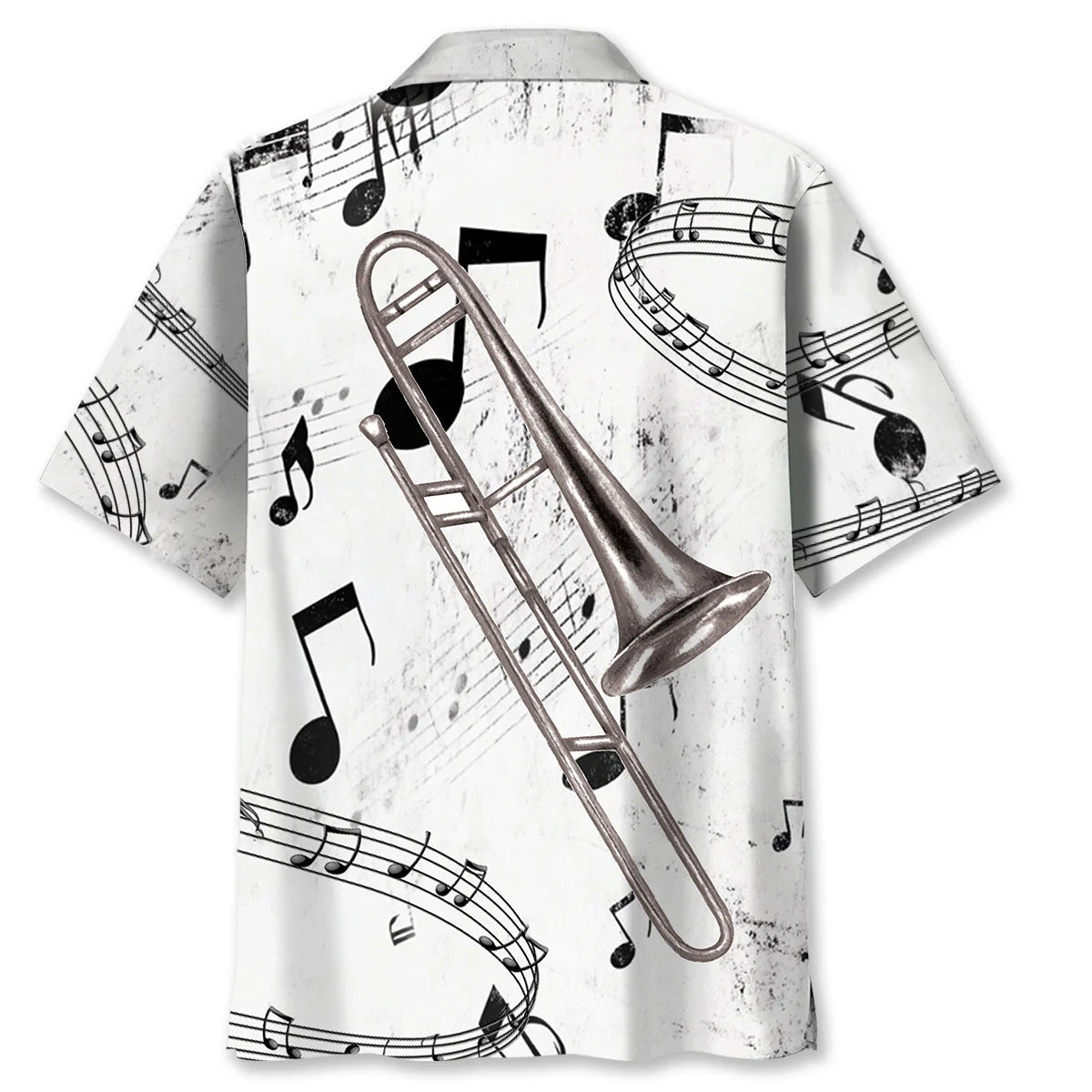 Trombone Black and White Hawaiian Shirt, custom shirt gift for men (view 3)