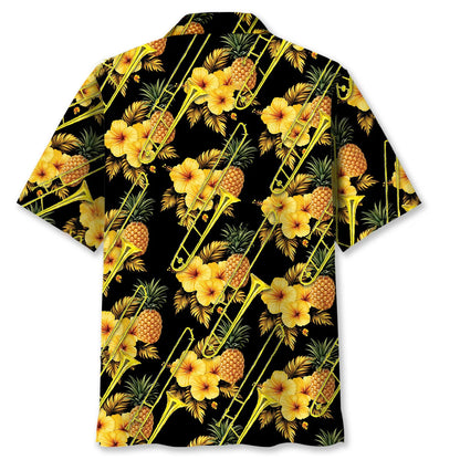 Trombone Yellow Tropical Hawaiian Shirt, custom shirt gift for men (view 4)