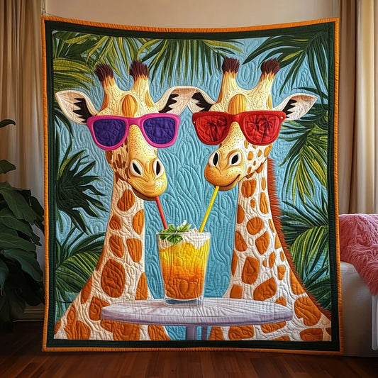 Tropical Cheers Giraffe Quilt Blanket
