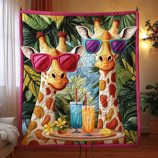 Tropical Cheers Giraffe Quilt Blanket