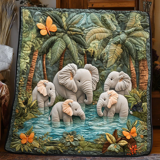 Tropical Elephant Quilt Blanket