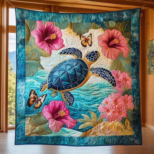 Tropical Harmony Turtle Quilt Blanket
