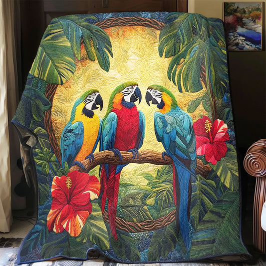 Tropical Parrot Charm Quilt Blanket