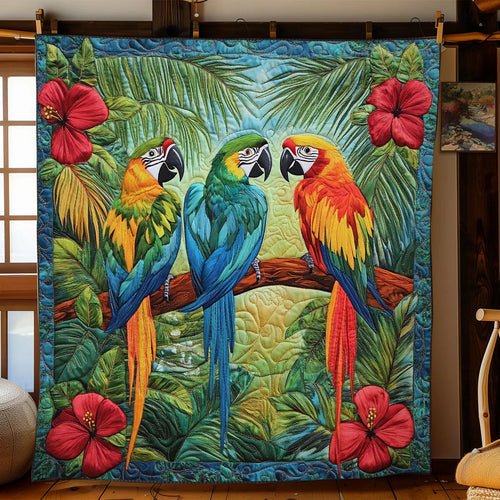 Tropical Parrot Quilt Blanket