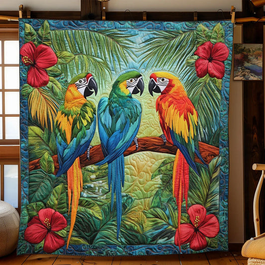 Tropical Parrot Quilt Blanket
