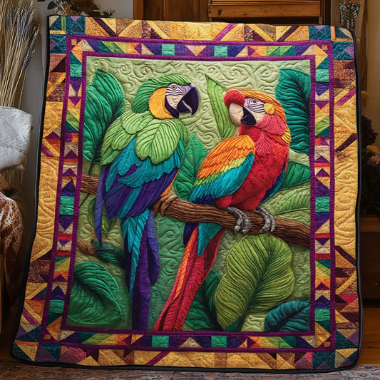 Tropical Parrot Quilt Blanket