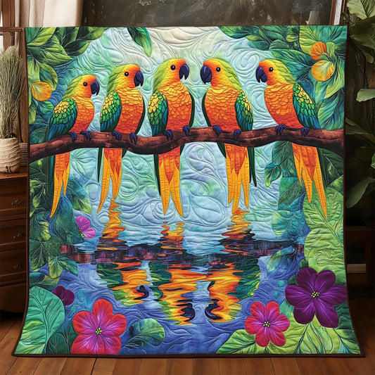 Tropical Parrot Quilt Blanket