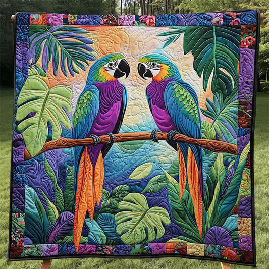 Tropical Parrot Quilt Blanket