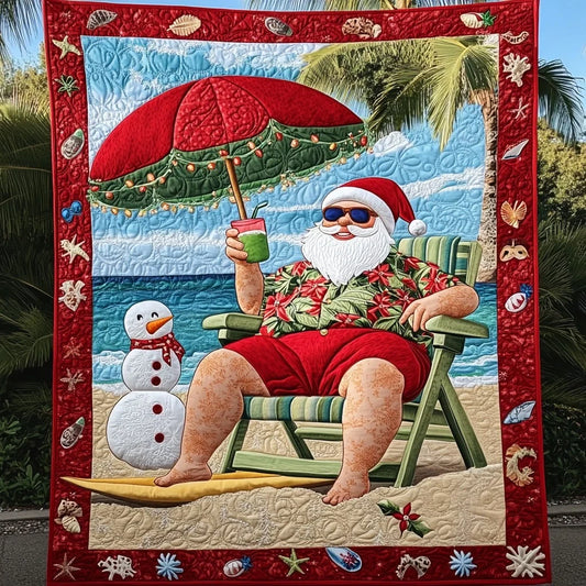 Tropical Santa Quilt Blanket