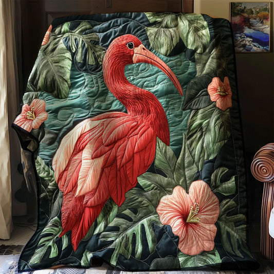 Tropical Scarlet Ibis Quilt Blanket