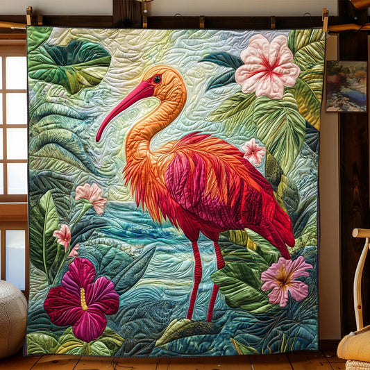 Tropical Scarlet Ibis Quilt Blanket