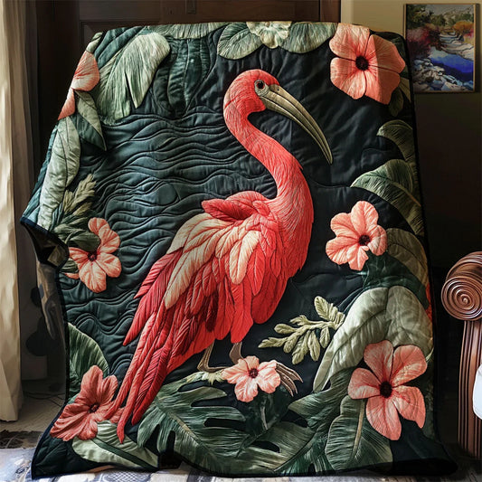 Tropical Scarlet Ibis Quilt Blanket