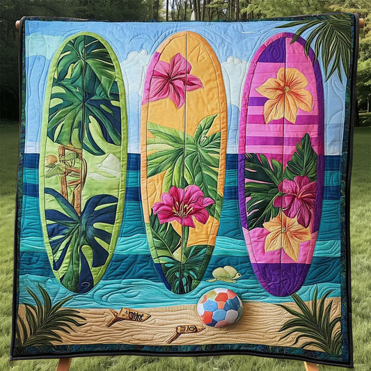 Tropical Surfboard Quilt Blanket