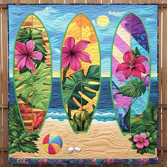 Tropical Surfboard Quilt Blanket