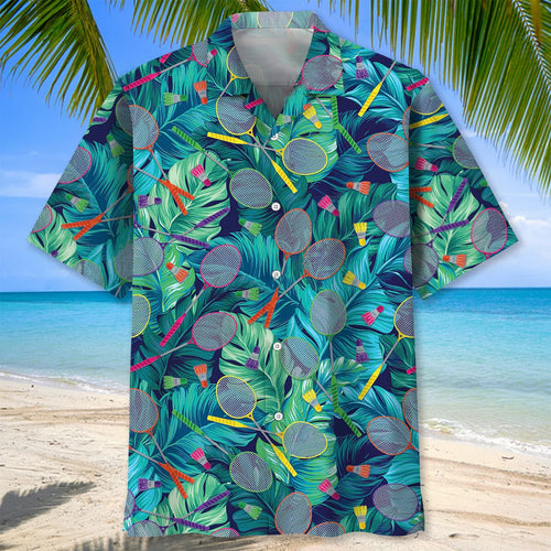 Tropical Badminton Hawaiian Shirt, custom shirt gift for men