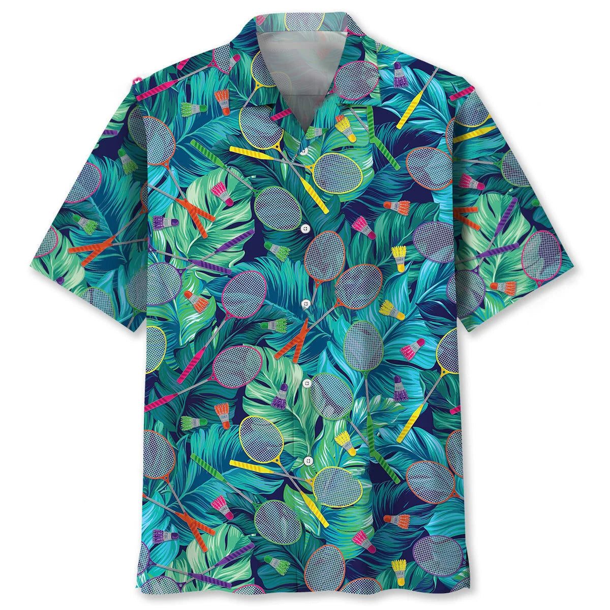 Tropical Badminton Hawaiian Shirt, custom shirt gift for men (view 2)