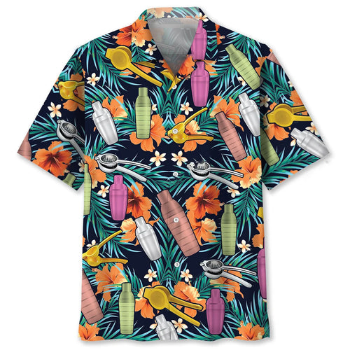 Tropical Bartender Set Hawaiian Shirt, custom shirt gift for men