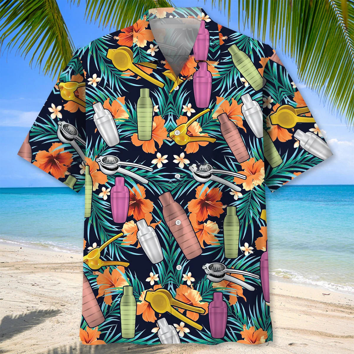 Tropical Bartender Set Hawaiian Shirt, custom shirt gift for men (view 2)