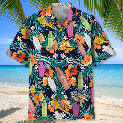Tropical Bartender Set Hawaiian Shirt, custom shirt gift for men (view 2)