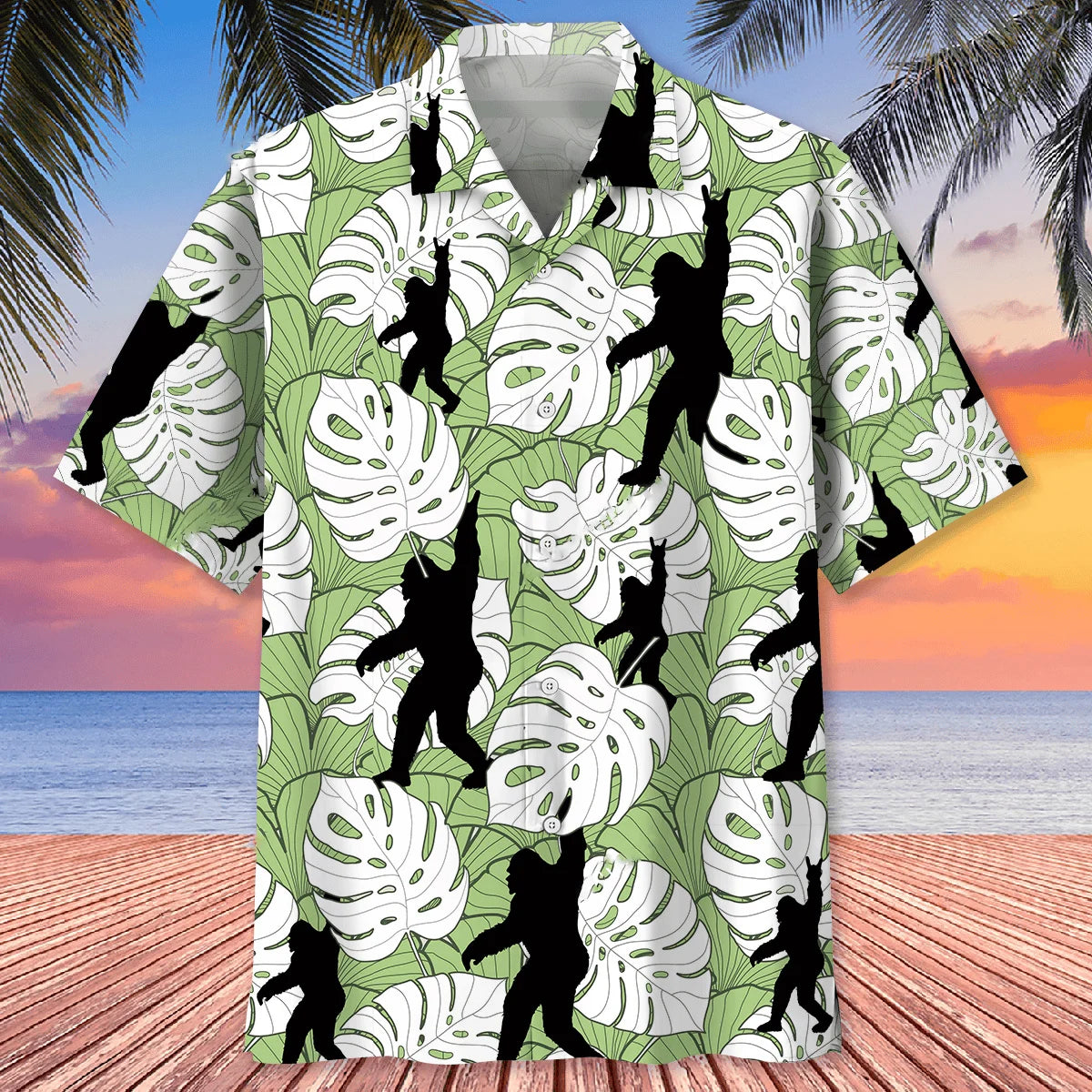 Tropical Bigfoot Hawaiian Shirt, custom shirt gift for men (view 3)