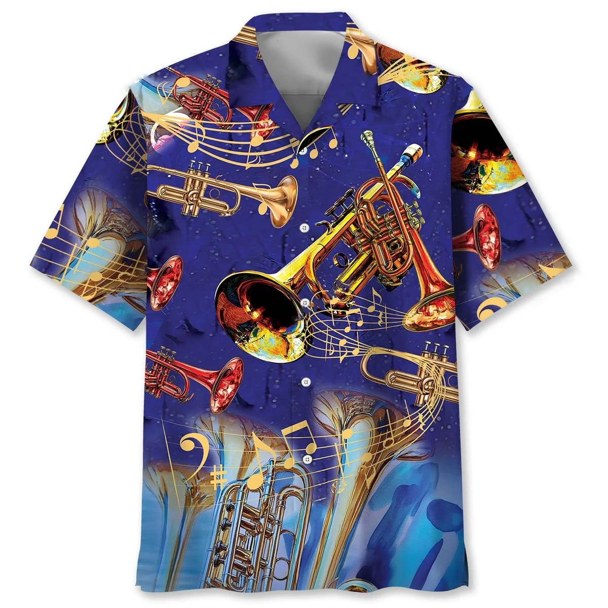 Tropical Blue Trumpet Hawaiian Shirt, custom shirt gift for men
