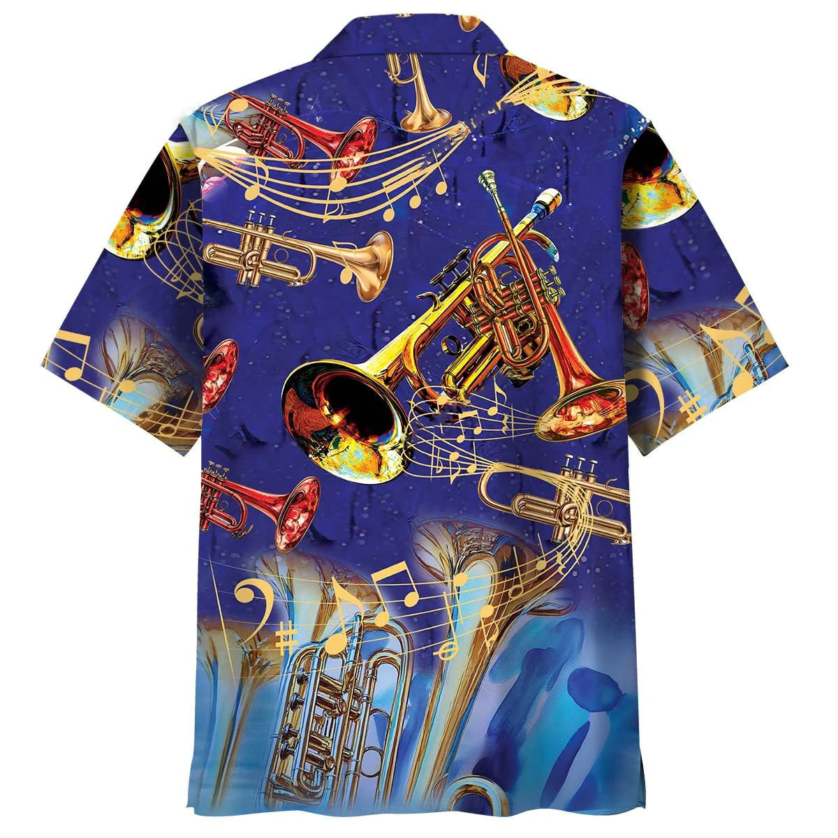 Tropical Blue Trumpet Hawaiian Shirt, custom shirt gift for men (view 3)