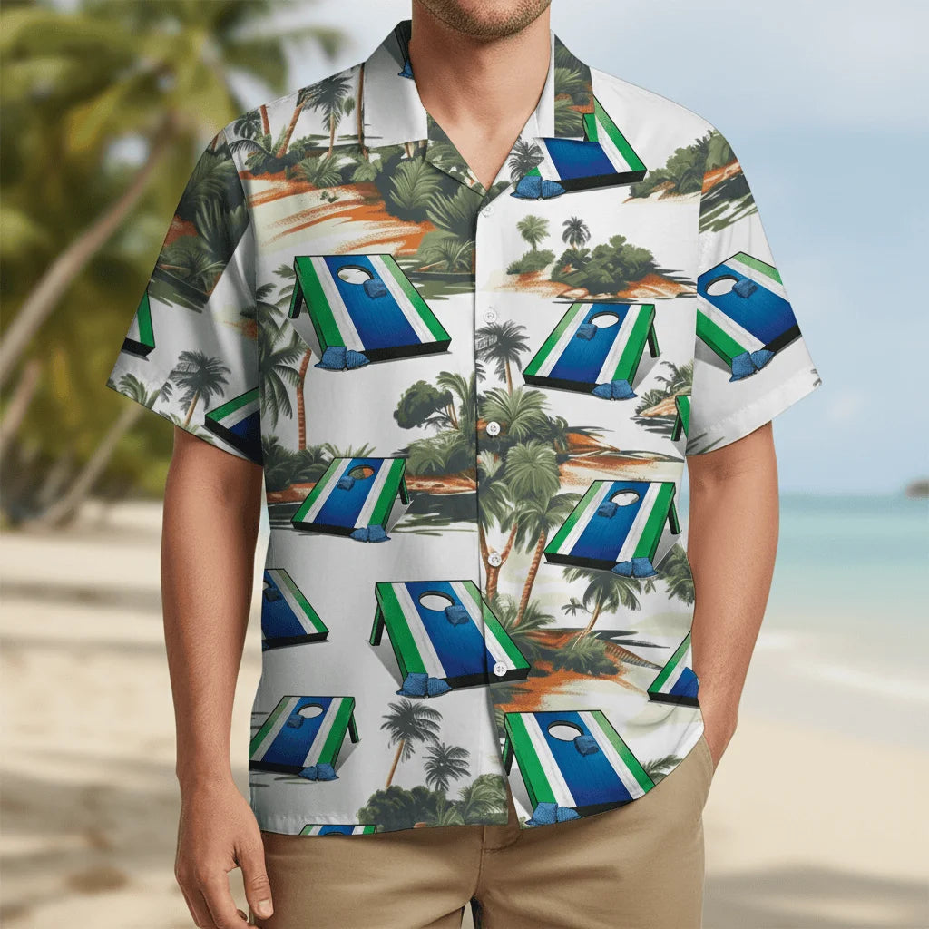 Tropical Cornhole Hawaiian Shirt, custom shirt gift for men