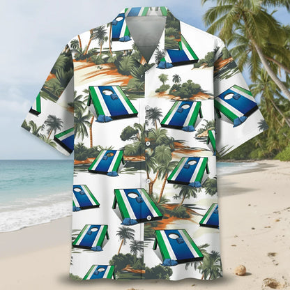 Tropical Cornhole Hawaiian Shirt, custom shirt gift for men (view 2)