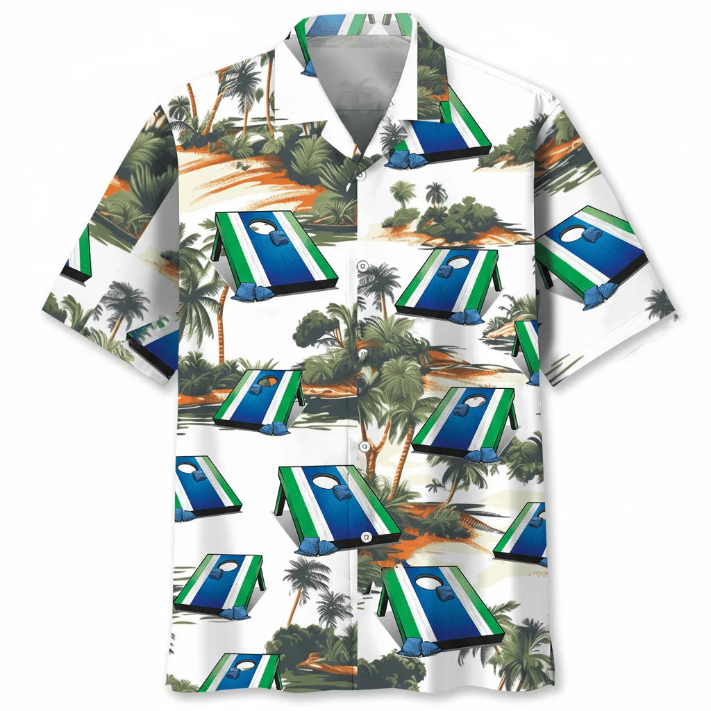 Tropical Cornhole Hawaiian Shirt, custom shirt gift for men (view 3)